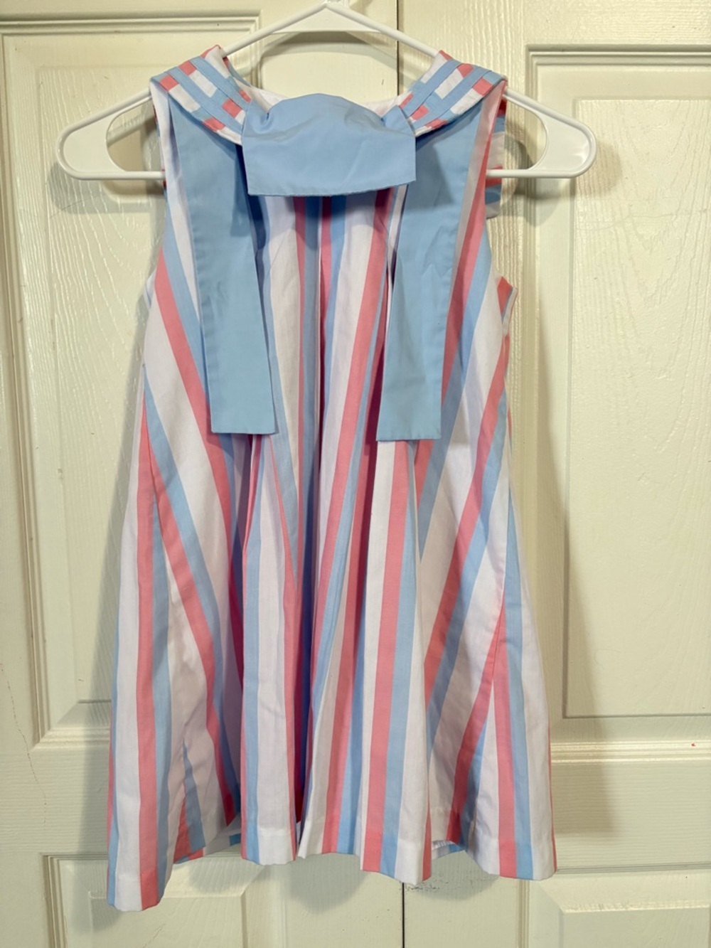 The Beaufort Bonnet Company Girls' Striped Sailor Dress in Blue, Pink, White